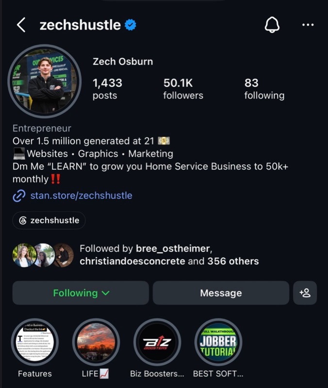 Zech Osburn Instagram